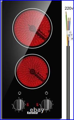 12 Electric Ceramic Cooktop, 2 Burner Radiant Stove, Hardwire 220-240V