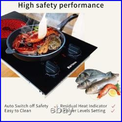 12 Electric Ceramic Cooktop, 2 Burner Radiant Stove, Hardwire 220-240V