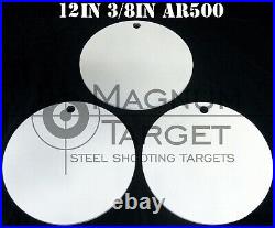 12in. 3/8in. AR500 Hardened Metal Gongs-Steel Shooting Range NRA Pistol Targets