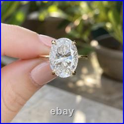 14K Yellow Gold Lab Grown Diamond Oval Cut IGI Certified 3.50 Carat Ring