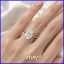14K Yellow Gold Lab Grown Diamond Oval Cut IGI Certified 3.50 Carat Ring