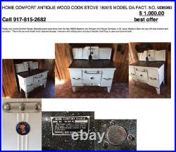 1800 Home Comfort Antique Wood Cook Stove. Model DA Fact. No. M36980