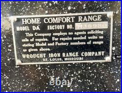 1800 Home Comfort Antique Wood Cook Stove. Model DA Fact. No. M36980
