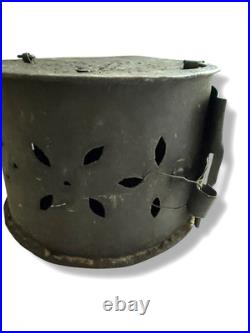 1856 Primitive Antique Small Heater or Stove Pierced Tin