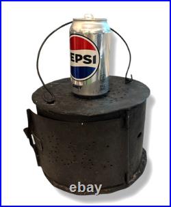 1856 Primitive Antique Small Heater or Stove Pierced Tin