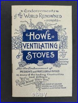1890s antique HOWE VENTILATING STOVE cortland ny CATALOG Booklet Cert ads