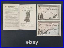 1890s antique HOWE VENTILATING STOVE cortland ny CATALOG Booklet Cert ads