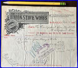 1896 Union Stove Works New York Gas Range Invoice Receipt Beautiful Stove Photo