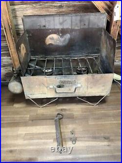 1920's Vintage Prentiss Wabers Auto Cook Kit Model 4 Two-Burner Stove As Is