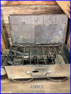 1920's Vintage Prentiss Wabers Auto Cook Kit Model 4 Two-Burner Stove As Is