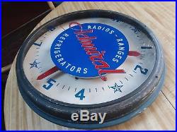 1940's VINTAGE LACKNER NEON ADVERTISING CLOCK ADMIRAL RADIO STOVE REFRIGERATOR