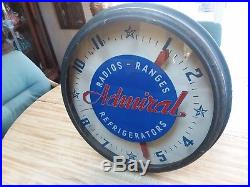 1940's VINTAGE LACKNER NEON ADVERTISING CLOCK ADMIRAL RADIO STOVE REFRIGERATOR