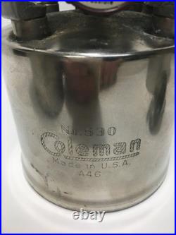 1946 US Coleman #530 A46 GI Pocket Stove withCase Funnel and Tool USA