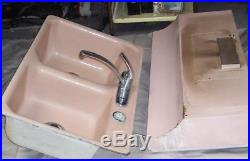 1950's Mid Century Rare Pink Kitchen Appliances Stove Oven Hood Sink MINT