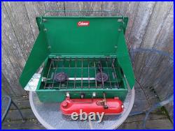1950s Coleman Camp Stove #413E 2-Burner/Utensils Rack Made USA