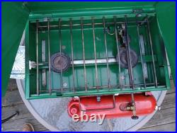 1950s Coleman Camp Stove #413E 2-Burner/Utensils Rack Made USA