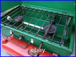1950s Coleman Camp Stove #413E 2-Burner/Utensils Rack Made USA