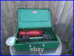 1950s Coleman Camp Stove #413E 2-Burner/Utensils Rack Made USA