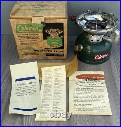 1963 Coleman 502 Camping Sportster Green Stove One Burner VINTAGE with Box
