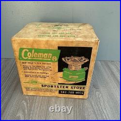 1963 Coleman 502 Camping Sportster Green Stove One Burner VINTAGE with Box