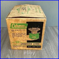 1963 Coleman 502 Camping Sportster Green Stove One Burner VINTAGE with Box