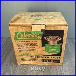 1963 Coleman 502 Camping Sportster Green Stove One Burner VINTAGE with Box