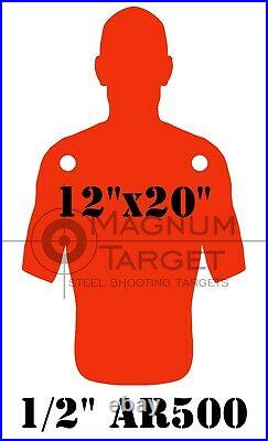 1/2 AR500 Combatant Silhouette 12 x 20 Steel Shooting Range Gong Metal Target