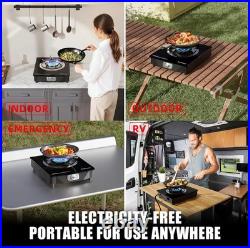 1 Burner Propane Stove 13,600 BTU High-Efficiency Tempered Glass Auto-Ignition G