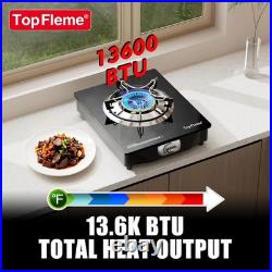 1 Burner Propane Stove 13,600 BTU High-Efficiency Tempered Glass Auto-Ignition G