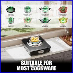 1 Burner Propane Stove 13,600 BTU High-Efficiency Tempered Glass Auto-Ignition G