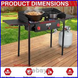 2 Burner Camping Stove with Windscreen&Side Shelves, Bag, Auto Ignition Button