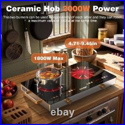 2 Burner Electric Cooktop 24 Inch Portable Electric Stovetop 110V, 2000W Count