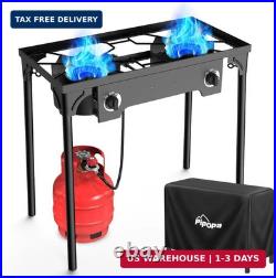2 Burner Propane Camp Stove 150,000 BTU High Pressure Gas Burners
