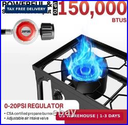2 Burner Propane Camp Stove 150,000 BTU High Pressure Gas Burners