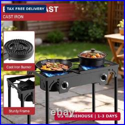 2 Burner Propane Camp Stove 150,000 BTU High Pressure Gas Burners