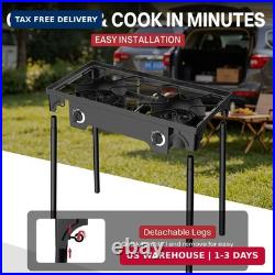 2 Burner Propane Camp Stove 150,000 BTU High Pressure Gas Burners