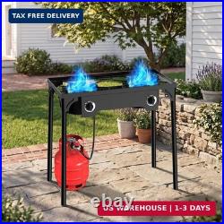 2 Burner Propane Camp Stove 150,000 BTU High Pressure Gas Burners