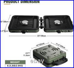 2 Burner Propane Camping Stove, Portable Folding Gas Stove for Camping with 17200