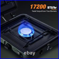 2 Burner Propane Camping Stove, Portable Folding Gas Stove for Camping with 17200