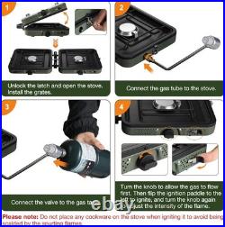 2 Burner Propane Camping Stove, Portable Folding Gas Stove for Camping with 17200