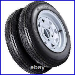 2 Pack 4.80-12 480-12 4.80 X 12 Trailer Tires On 12 Rim, 5 Lug 6PR Load Range C