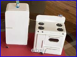 2 Pcs Stove & Fridge Karen Fuller K & J Miniature Metalworks Dollhouse Kitchen