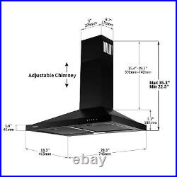 30 Inch Kitchen Range Hood Wall Mount 350 CFM Vent Mechanical Control Black New