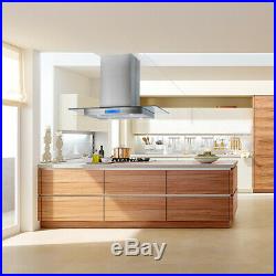 30 Stainless Steel Island Mount Range Hood 870CFM LCD Display Touch Panel Glass