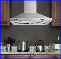 30 Wall Mount Range Hood Stainless Steel 350CFM Kitchen Over Stove Vent with LEDs