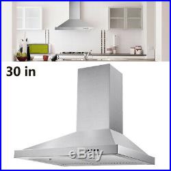 30 inch 350CFM Stainless Steel Wall Mount Range Hood 3 Speed Vented Kitchen Cook