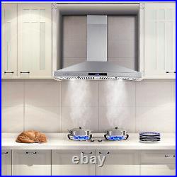 30 inch Kitchen Range Hood Wall Mounted 350 CFM Touch Control Vented LCD Display