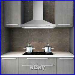 30 inch Stainless Steel Wall Mount Range Hood 350CFM 3 Speed Vented Kitchen LED