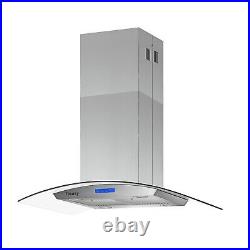 36 Stainless Steel Island Mount Range Hood 900CFM 4 LED Lamps LCD Touch Control