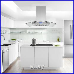 36 Stainless Steel Island Mount Range Hood 900CFM 4 LED Lamps LCD Touch Control